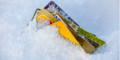 Credit cards in snow