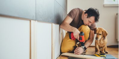 Man working on home improvement project