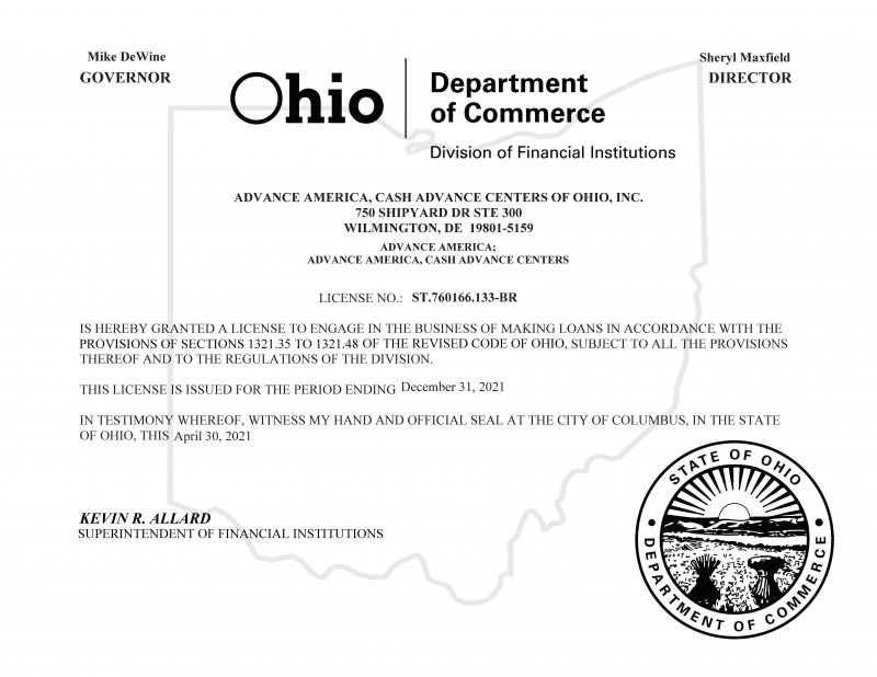 Ohio Short Term License 