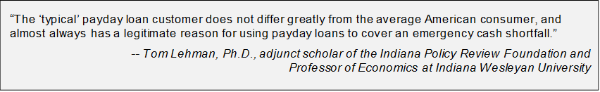 Quote regarding payday loan customers